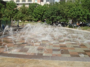The water feature at Discovery Park invites park visitors for a closer look or some fun in the spray.